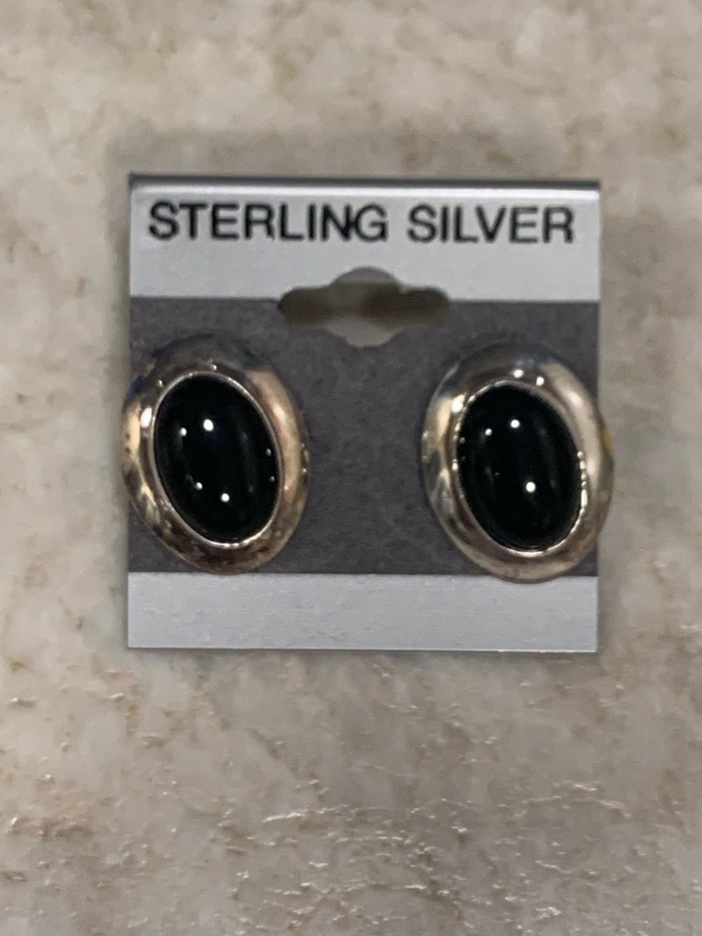 Black Oval Stud Earrings